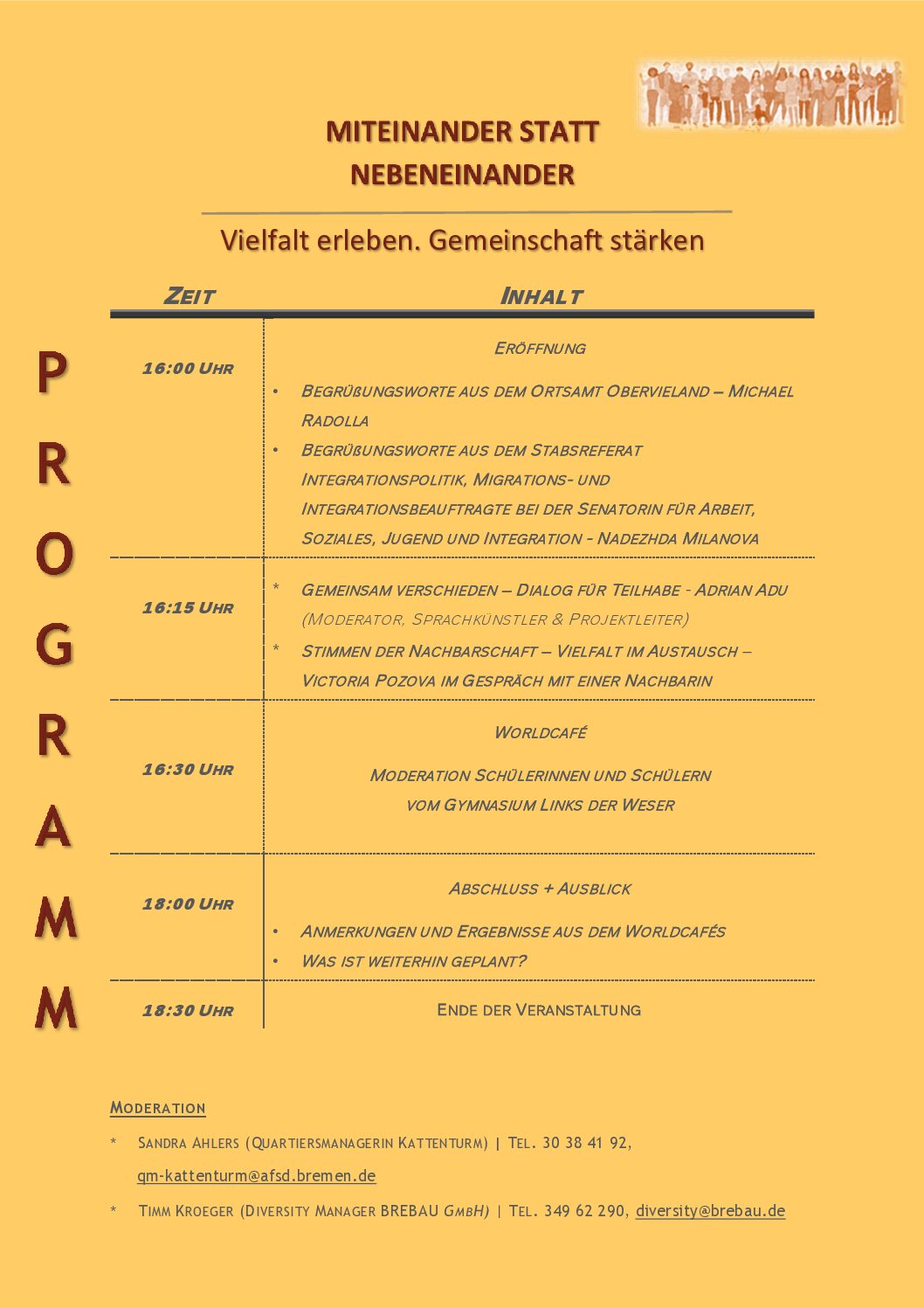 PROGRAMM – MITEINANDER STATT NEBENEINANDER